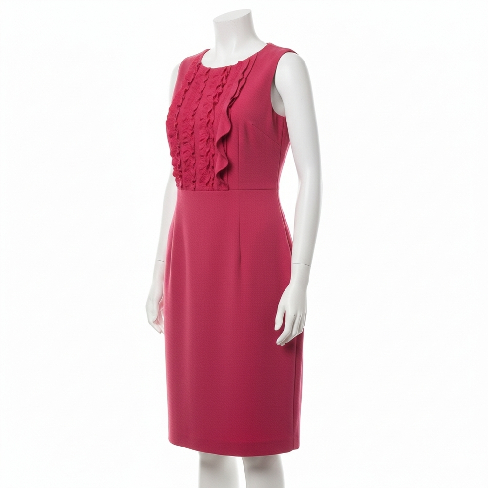 💖 Banana Republic Raspberry Ruffle Front Sheath Dress - Size 8 💖 - Picture 4 of 16